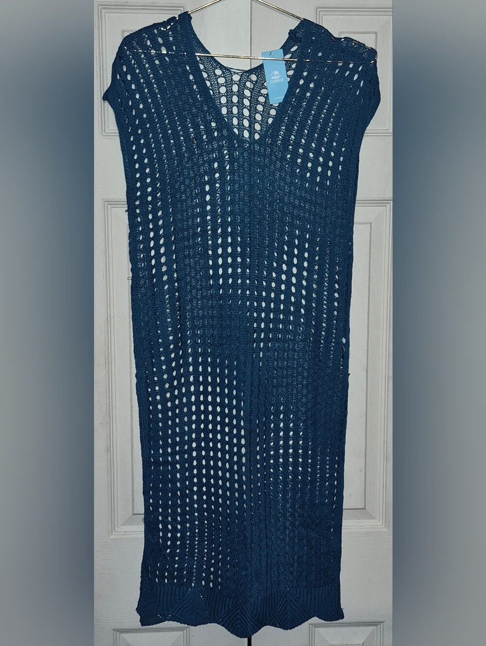 Blue Crochet-knit Maxi Dress